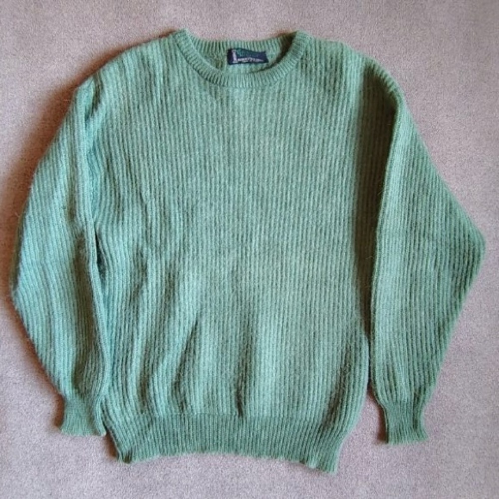 Rubenstein 100% Alpaca Lana/Wool Sweater Jumper Men M Green Green Heavy Italy